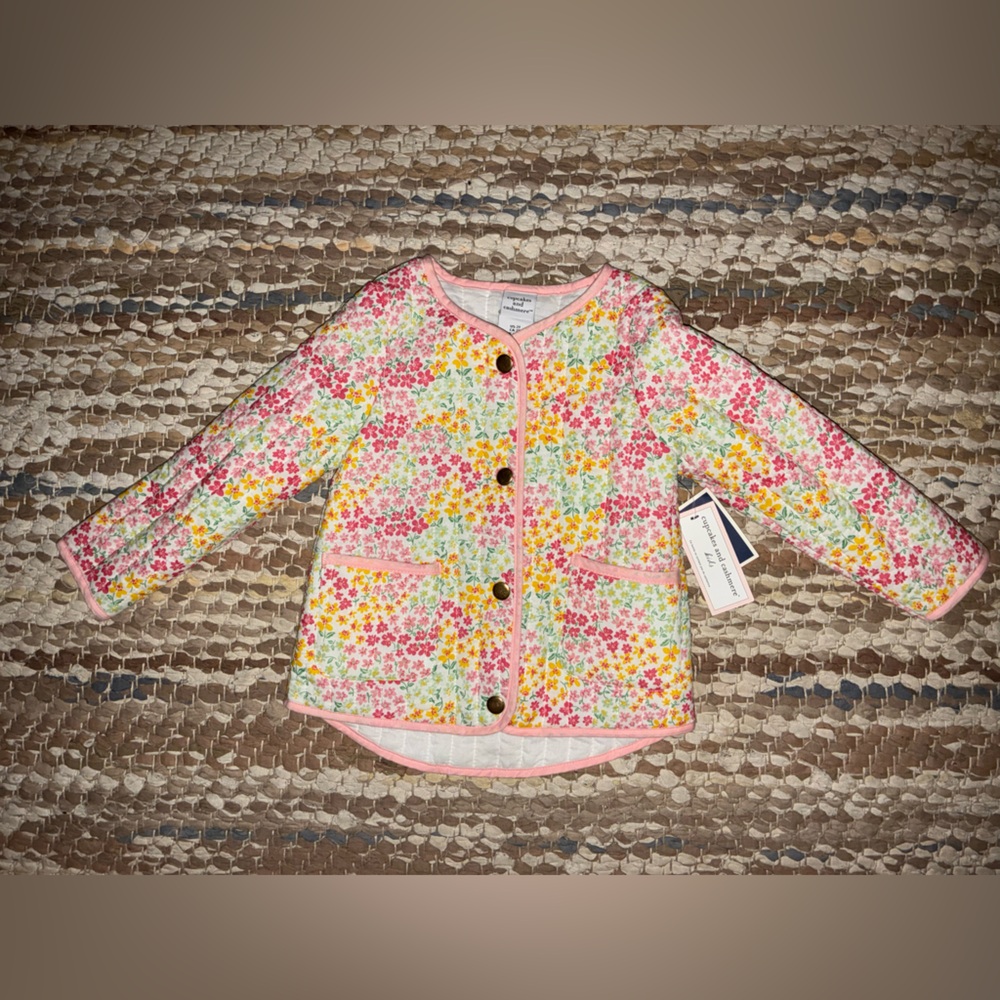 cupcakes & cashmere Floral Kids Jacket - Pink, Yellow, Green